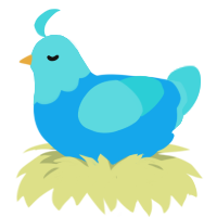 A sky and aqua chicken with a head pattern