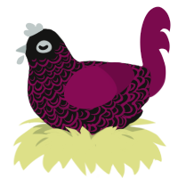 Persephone, a black and wine chicken with a double-lace pattern
