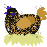 A black and gold chicken with a double-lace pattern