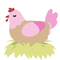 A beige and pink chicken with a head pattern