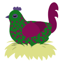 Extant Joker, a leaf and wine chicken with a speckle pattern