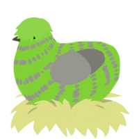A grass and ash chicken with a bar pattern