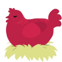 (unnamed), a crimson chicken with a neck-speckle pattern