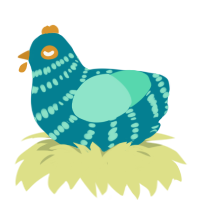 A sea and mint chicken with a bar pattern
