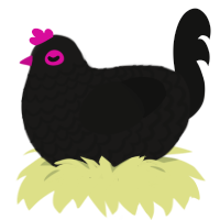 Agony of Existence, a sable and black chicken with a lace pattern