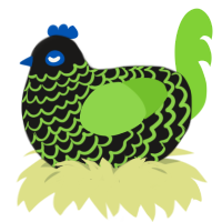 A sable and grass chicken with a lace pattern