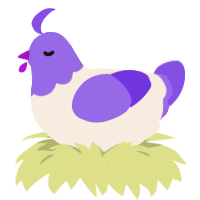 purpl, a cream and blurple chicken with a head pattern