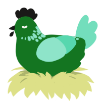 Honeydew, a leaf and mint chicken with a neck-speckle pattern