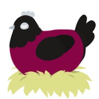 HOC, a maroon and sable chicken with a head pattern