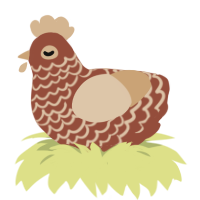 A russet and beige chicken with a lace pattern