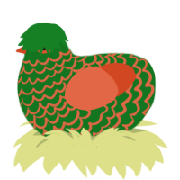 Mango, a leaf and vermilion chicken with a lace pattern