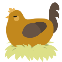 Penny, a ochre and bark chicken