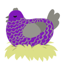 Ace Lace, a violet and ash chicken with a lace pattern