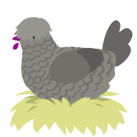 A ash and grey chicken with a lace pattern