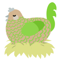 A beige and grass chicken with a lace pattern