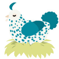 (unnamed), a white and sea chicken with a speckle pattern