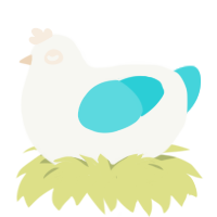 A white and aqua chicken