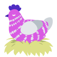 A orchid and mist chicken with a bar pattern