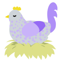 A mist and lilac chicken with a speckle pattern