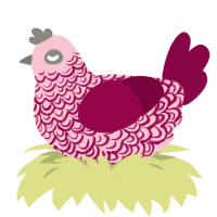 fresita, a rose and maroon chicken with a double-lace pattern