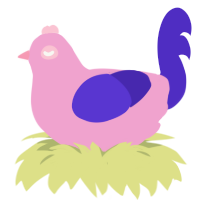 A pink and indigo chicken