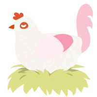 Strawberry, a white and rose chicken with a lace pattern