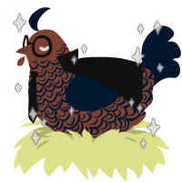 Sinclair, a russet and tumblr chicken with a double-lace pattern