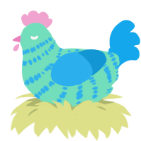 Lan Sizhucheep, a mint and sky chicken with a bar pattern