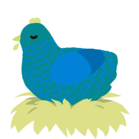 Oceanus, a teal and sapphire chicken with a lace pattern
