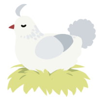 A white and mist chicken with a neck-speckle pattern