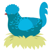 A sea and cerulean chicken with a half-lace pattern