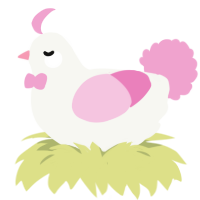 Valentine, a white and pink chicken