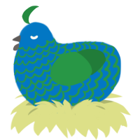 Peacock, a sapphire and viridian chicken with a lace pattern