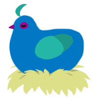 A sapphire and turquoise chicken