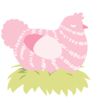 A rose chicken with a bar pattern
