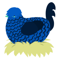 A ultramarine and tumblr chicken with a lace pattern