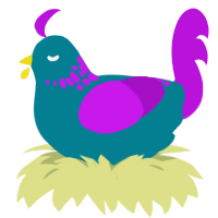 Acrylic, a sea and amethyst chicken with a neck-speckle pattern