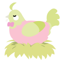 Glisten, a rose and lemon chicken with a head pattern