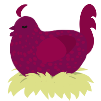 A wine and maroon chicken with a speckle pattern