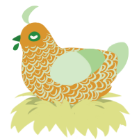 Construct, a orange and gluppy chicken with a double-lace pattern