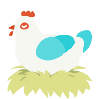 (unnamed), a white and aqua chicken