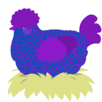 Mulberry Lattice, a ultramarine and violet chicken with a double-lace pattern