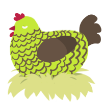 Beta Minecraft Dirt, a lime and bark chicken with a lace pattern