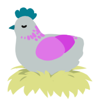 A silver and orchid chicken with a neck-speckle pattern