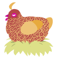A red and honey chicken with a double-lace pattern