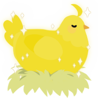 Peep, a yellow chicken with a head pattern
