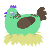 mint choco chip, a spring and bark chicken with a neck-speckle pattern