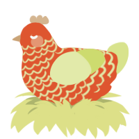 A vermilion and lemon chicken with a lace pattern
