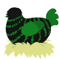 fidget cube, a black and leaf chicken with a bar pattern