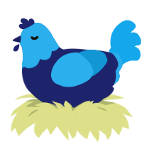 A navy and sky chicken with a head pattern